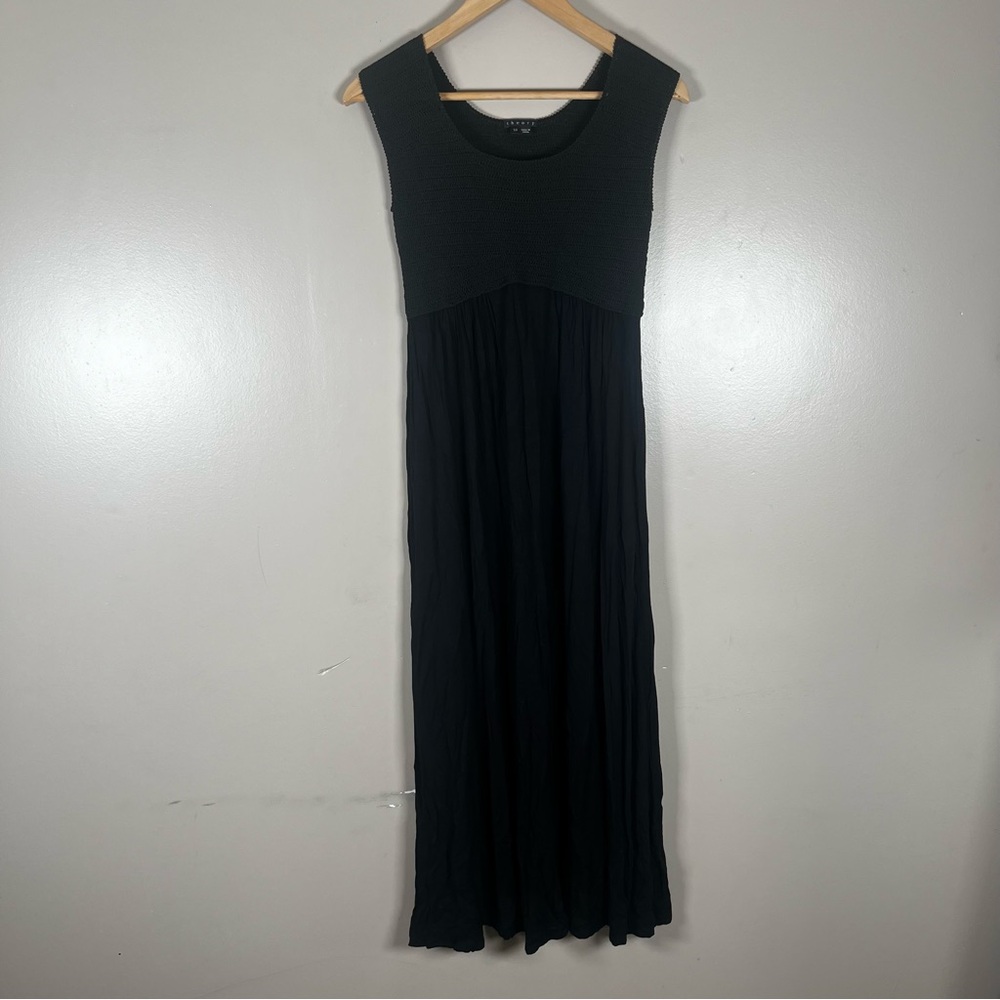 Theory Women’s Black Maxi Dress Crochet Jersey Size S